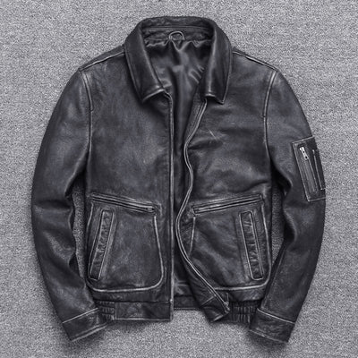 Chaqueta de Cuero Grueso Vintage - Estilo Casual Envejecido - Image 9