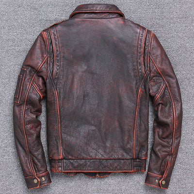 Chaqueta de Cuero Grueso Vintage - Estilo Casual Envejecido - Image 11