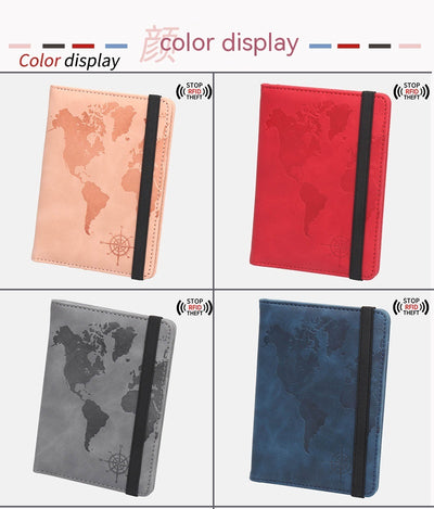 Cartera de Pasaporte con Mapa Mundial, Protección Antimagnética y Múltiples Compartimentos - Image 30