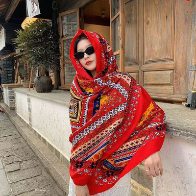 Rebozo Étnico de Algodón con Protección Solar y Flecos - Image 15