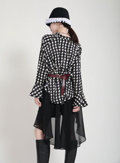 Vestido Camisero Estampado con Mangas Acampanadas Efecto Dos Piezas - Image 35