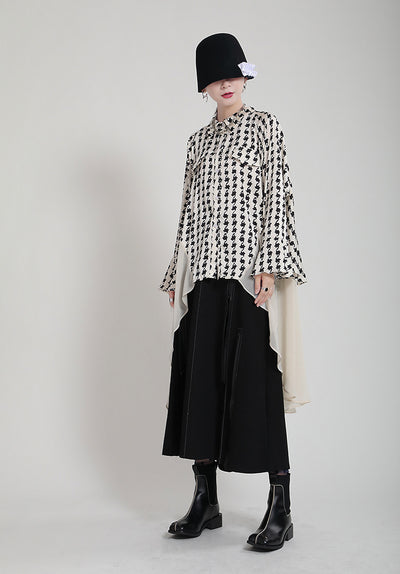 Vestido Camisero Estampado con Mangas Acampanadas Efecto Dos Piezas - Image 39