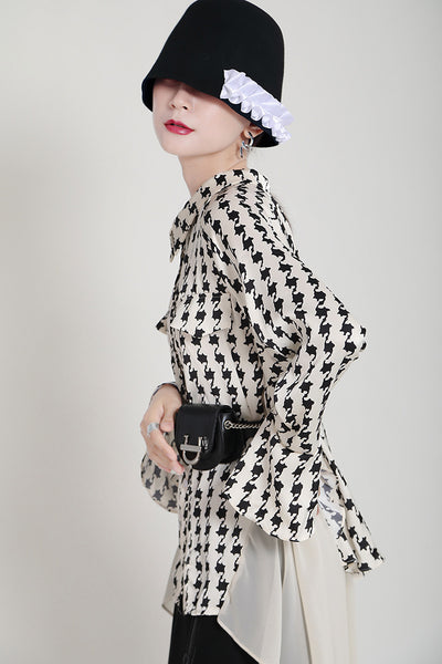 Vestido Camisero Estampado con Mangas Acampanadas Efecto Dos Piezas - Image 42