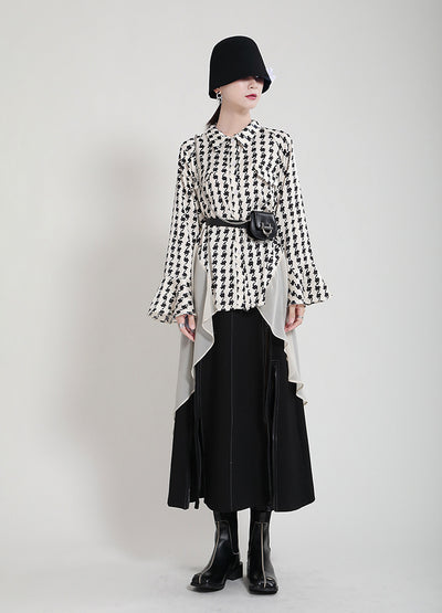 Vestido Camisero Estampado con Mangas Acampanadas Efecto Dos Piezas - Image 48