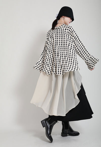 Vestido Camisero Estampado con Mangas Acampanadas Efecto Dos Piezas - Image 52