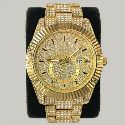 Reloj Hombre Plateado Diamantes Luminoso Resistente al Agua - Image 8
