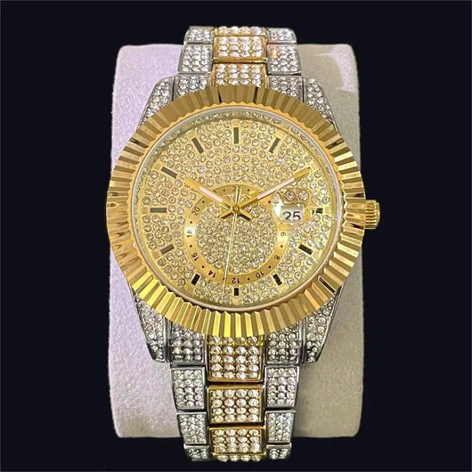 Reloj Hombre Plateado Diamantes Luminoso Resistente al Agua - Image 13