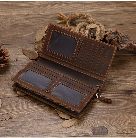 Billetera Larga de Cuero Genuino con Múltiples Compartimentos para Tarjetas - Image 11