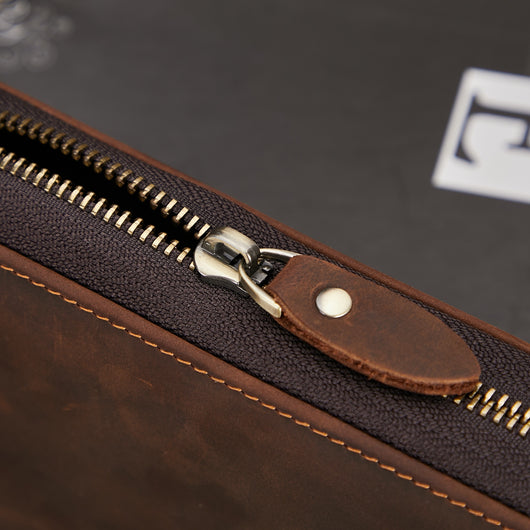 Billetera de Cuero Retro Multifuncional con Cierre para Hombre - Image 8
