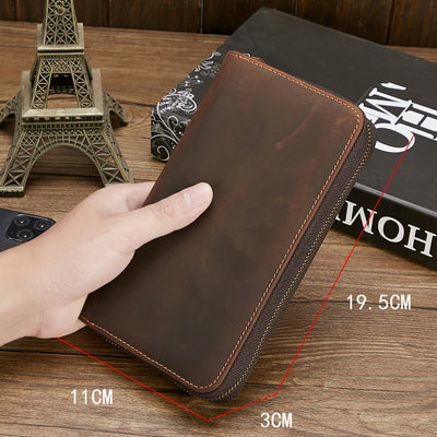 Billetera de Cuero Retro Multifuncional con Cierre para Hombre - Image 11