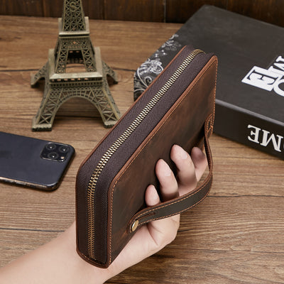Billetera de Cuero Retro Multifuncional con Cierre para Hombre - Image 22