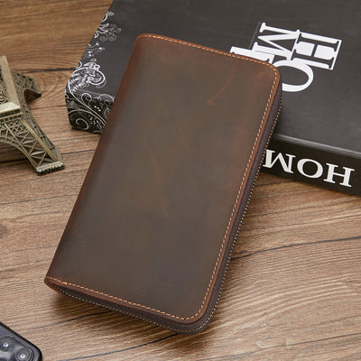 Billetera de Cuero Retro Multifuncional con Cierre para Hombre - Image 26