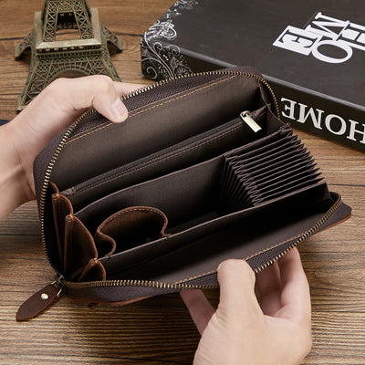 Billetera de Cuero Retro Multifuncional con Cierre para Hombre - Image 27