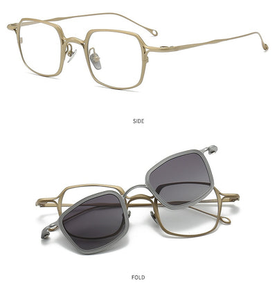 Gafas de Sol Clip Magnético Titanio Puro - Estilo Retro Artístico para Miopía - Image 14