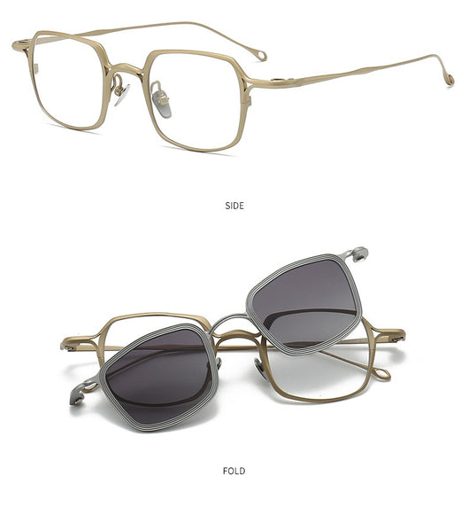 Gafas de Sol Clip Magnético Titanio Puro - Estilo Retro Artístico para Miopía - Image 14
