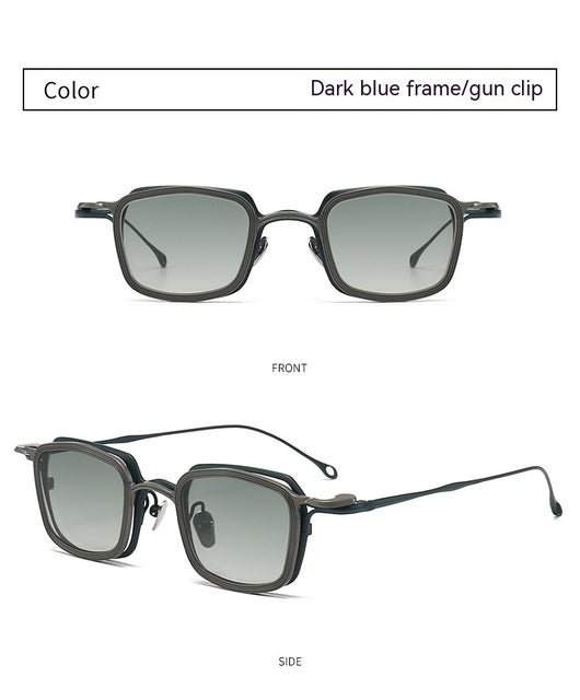 Gafas de Sol Clip Magnético Titanio Puro - Estilo Retro Artístico para Miopía - Image 17