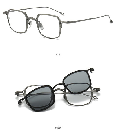Gafas de Sol Clip Magnético Titanio Puro - Estilo Retro Artístico para Miopía - Image 23