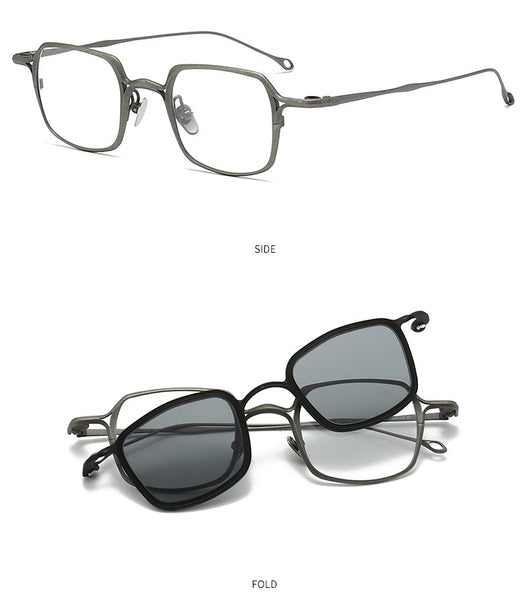 Gafas de Sol Clip Magnético Titanio Puro - Estilo Retro Artístico para Miopía - Image 23