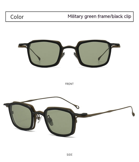 Gafas de Sol Clip Magnético Titanio Puro - Estilo Retro Artístico para Miopía - Image 24
