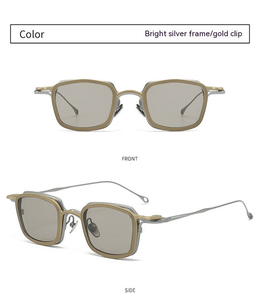 Gafas de Sol Clip Magnético Titanio Puro - Estilo Retro Artístico para Miopía - Image 25
