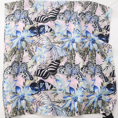 Pañuelo Tie-Dye Azul y Blanco de Algodón y Lino - Protección Solar Retro para Viajes - Image 50