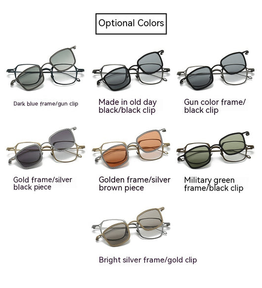 Gafas de Sol Clip Magnético Titanio Puro - Estilo Retro Artístico para Miopía - Image 29