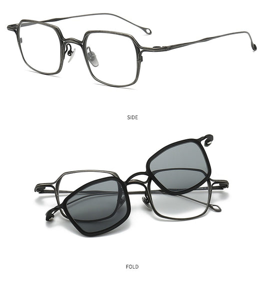 Gafas de Sol Clip Magnético Titanio Puro - Estilo Retro Artístico para Miopía - Image 31