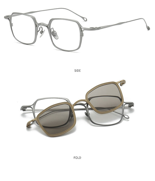 Gafas de Sol Clip Magnético Titanio Puro - Estilo Retro Artístico para Miopía - Image 34