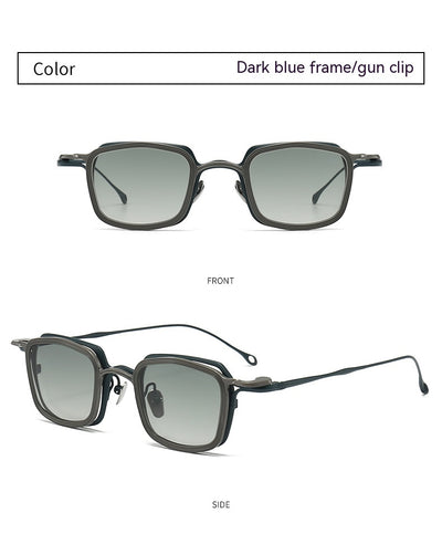 Gafas de Sol Clip Magnético Titanio Puro - Estilo Retro Artístico para Miopía - Image 36