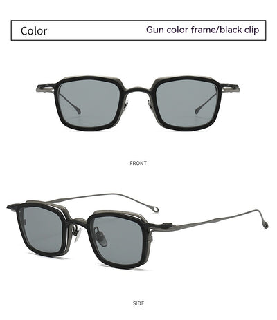 Gafas de Sol Clip Magnético Titanio Puro - Estilo Retro Artístico para Miopía - Image 37