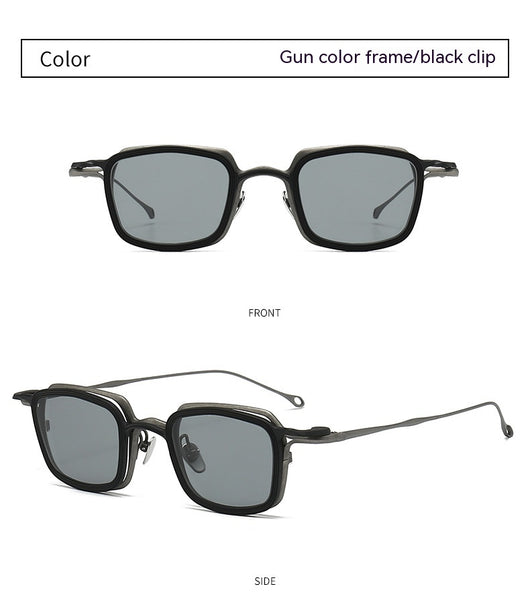 Gafas de Sol Clip Magnético Titanio Puro - Estilo Retro Artístico para Miopía - Image 37