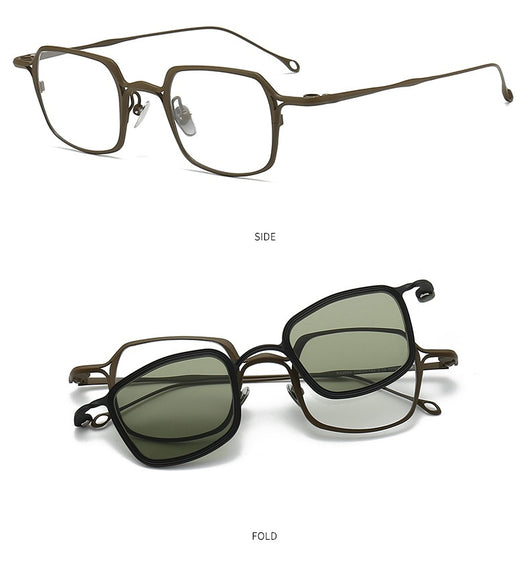 Gafas de Sol Clip Magnético Titanio Puro - Estilo Retro Artístico para Miopía - Image 40