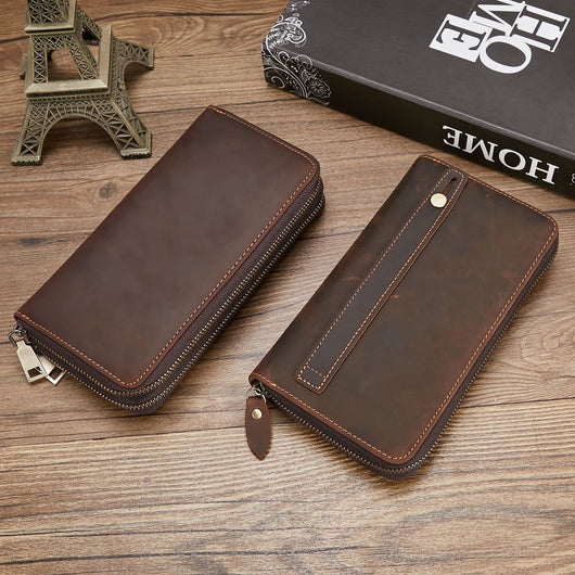 Billetera de Cuero Retro Multifuncional con Cierre para Hombre - Image 43