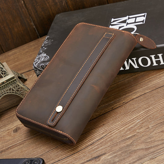 Billetera de Cuero Retro Multifuncional con Cierre para Hombre - Image 46