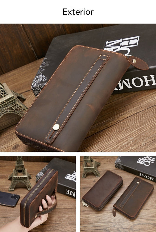 Billetera de Cuero Retro Multifuncional con Cierre para Hombre - Image 47