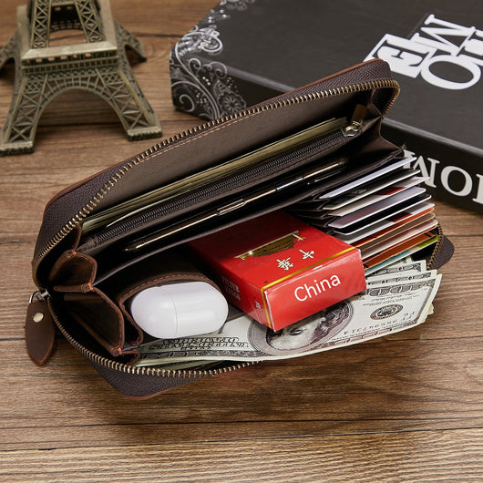 Billetera de Cuero Retro Multifuncional con Cierre para Hombre - Image 55