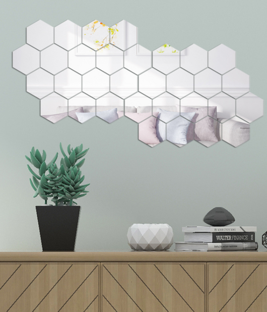 Espejo Hexagonal Acrílico 3D - Adhesivo Decorativo de Pared con Efecto Cristal - Image 53