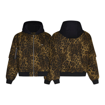 Conjunto Abrigo Vintage Leopardo con Capucha - Invierno Acolchado - Image 7