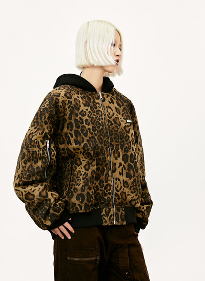 Conjunto Abrigo Vintage Leopardo con Capucha - Invierno Acolchado - Image 12