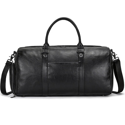 Bolsa de Viaje y Gimnasio en Cuero Genuino Negro para Hombre - Image 24