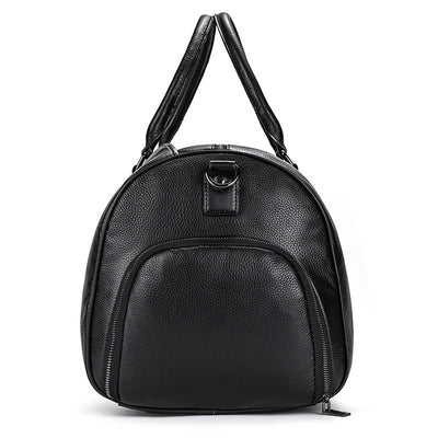 Bolsa de Viaje y Gimnasio en Cuero Genuino Negro para Hombre - Image 31