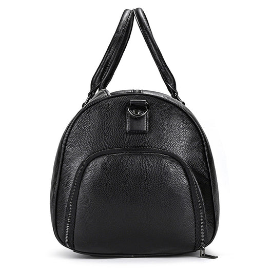 Bolsa de Viaje y Gimnasio en Cuero Genuino Negro para Hombre - Image 31