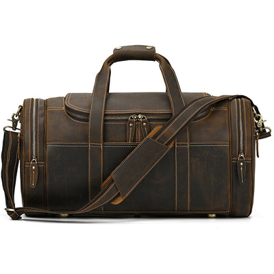 Bolsa de Viaje y Gimnasio en Cuero Genuino Negro para Hombre - Image 32