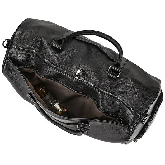 Bolsa de Viaje y Gimnasio en Cuero Genuino Negro para Hombre - Image 33