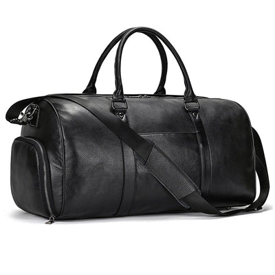 Bolsa de Viaje y Gimnasio en Cuero Genuino Negro para Hombre - Image 34
