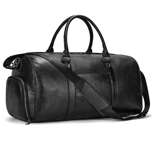 Bolsa de Viaje y Gimnasio en Cuero Genuino Negro para Hombre - Image 34