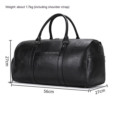 Bolsa de Viaje y Gimnasio en Cuero Genuino Negro para Hombre - Image 36