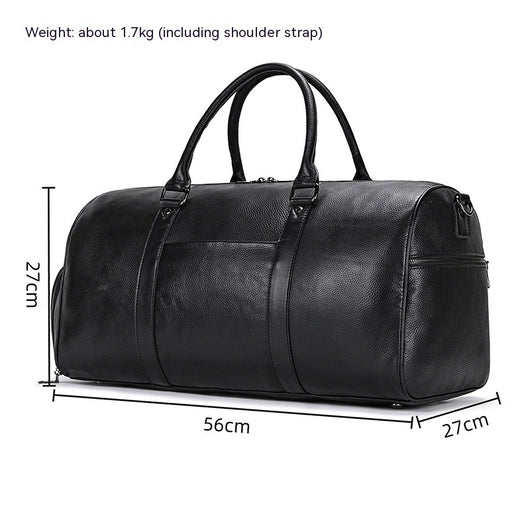 Bolsa de Viaje y Gimnasio en Cuero Genuino Negro para Hombre - Image 36