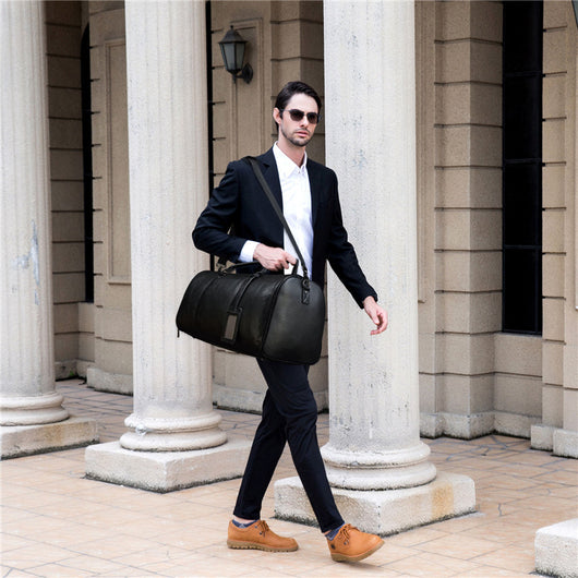 Bolsa de Viaje y Gimnasio en Cuero Genuino Negro para Hombre - Image 37