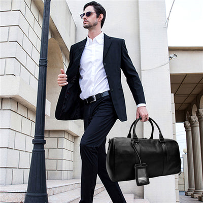 Bolsa de Viaje y Gimnasio en Cuero Genuino Negro para Hombre - Image 39